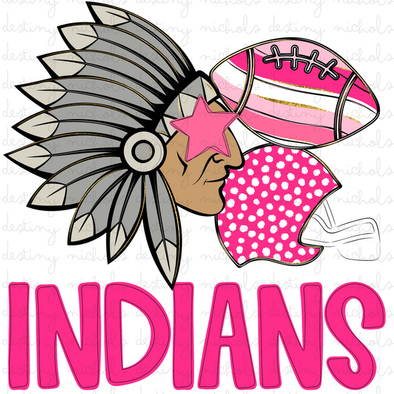 Indians Pink Preppy Mascot