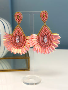  Pink & Gold Teardrop Wing Earrings
