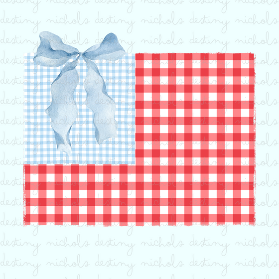Blue Red Gingham Flag