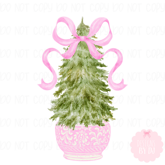 Pink Coquette Watercolor Christmas Digital