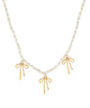 Stationed Bow & Pearl Necklace