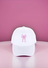 Coquette Ribbon Bow Embroidered Trucker Hat - White
