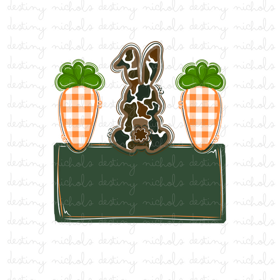 Camo+Orange Bunny Name Plate