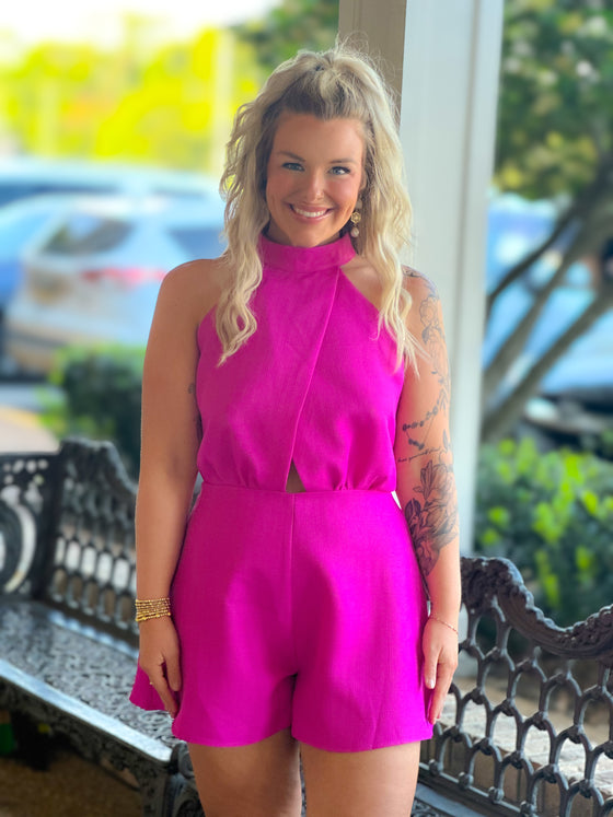Life Of The Party Romper - Magenta
