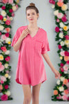 No Off Days Washed T-shirt Dress - Hot Pink