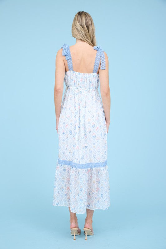 Bouquet Eyelet Strap Midi Dress