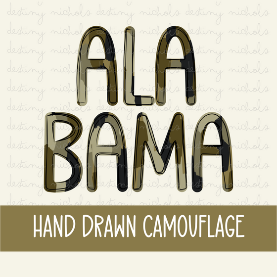 Hand Drawn Camo - Alabama