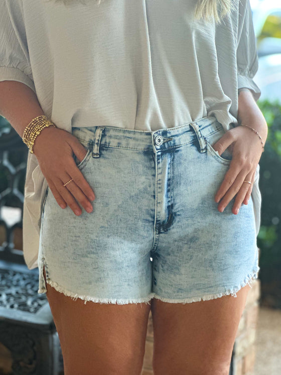 Light Denim Stretch Shorts