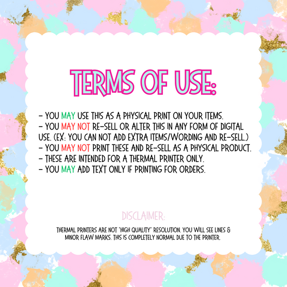 Thank You For Your Order Thermal - EDITABLE