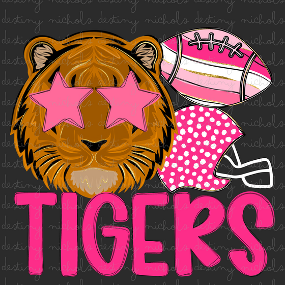 Tigers Pink Preppy Mascot
