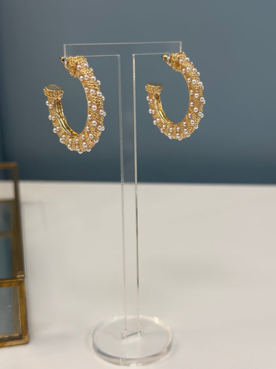 Pearl Dotted & Metal Hoops
