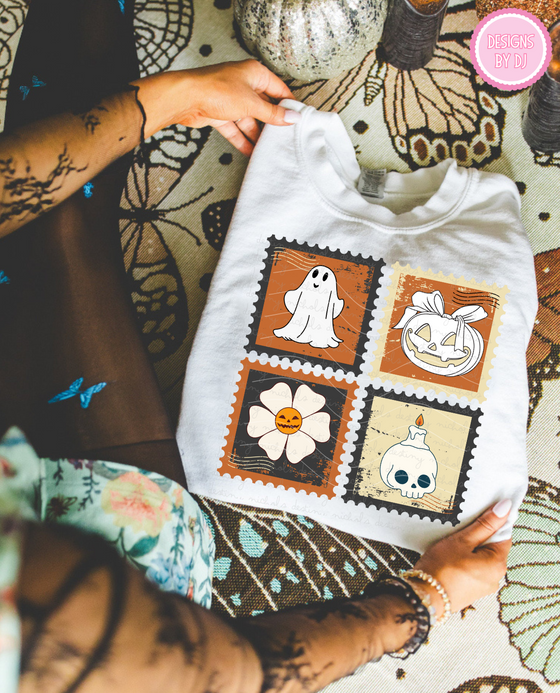 Spooky Vintage Stamp Collage