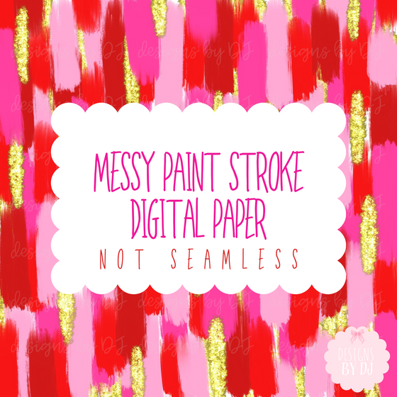 Pink + Red Messy Paint Stroke Digital Paper