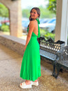 Summer Club Midi Pleated Dress - Kelly Green
