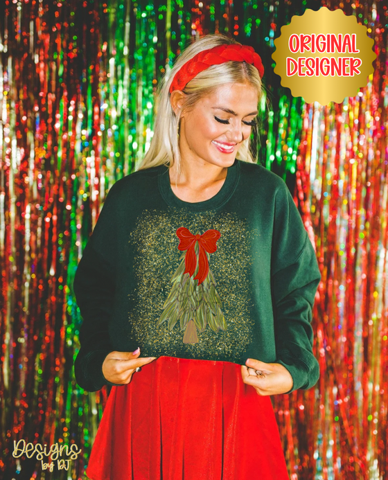 Glitter Christmas Tree w/ Bow