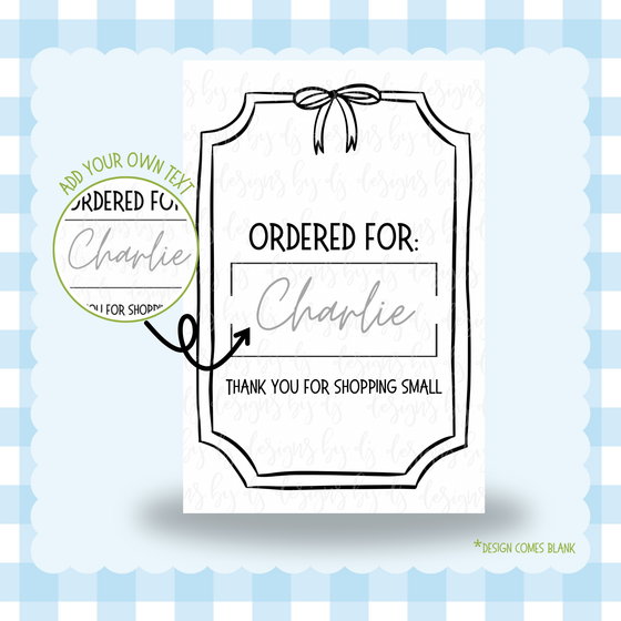 Ordered For Thermal Label