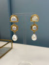 Hexagon Pearl Drop Earrings
