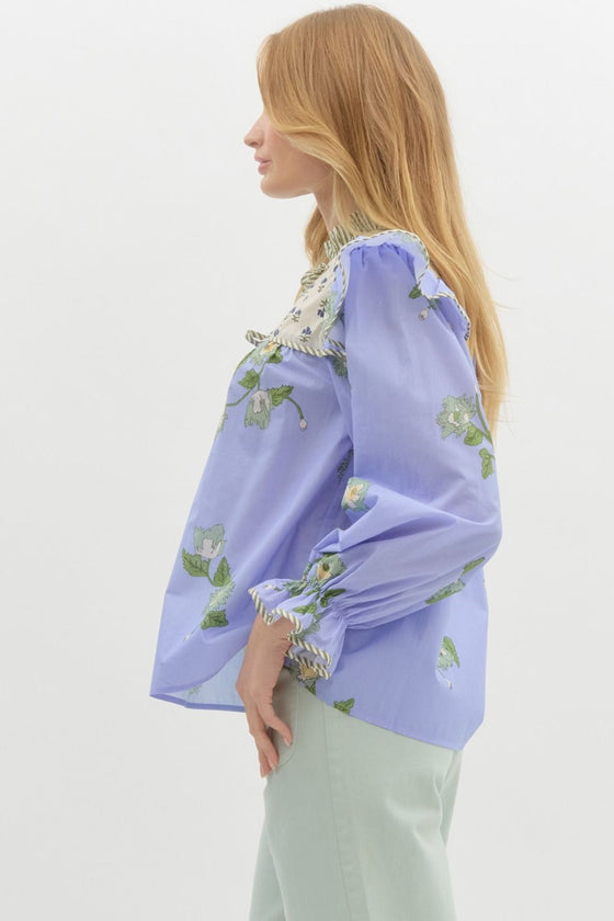 Mixed Florals Blouse - Blue