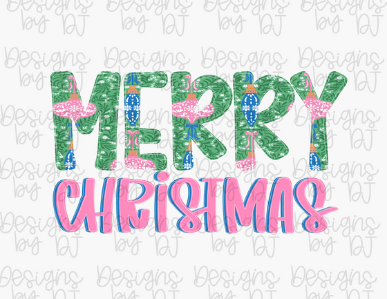 Merry Christmas Preppy Hand Lettered