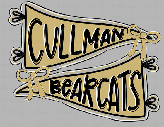 Custom: Cullman Bearcats Pennant Flag (Black/Gold)