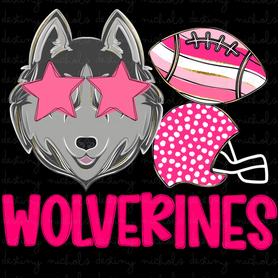 Wolverines Pink Preppy Mascot
