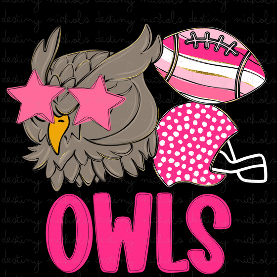 Owls Pink Preppy Mascot