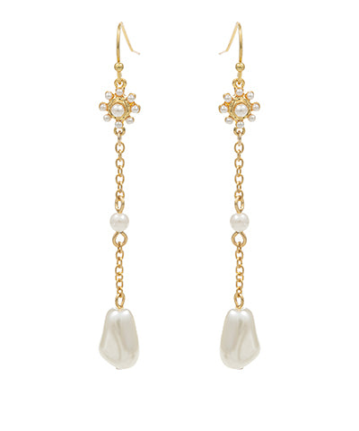 Floral Pearl & Baroque Pearl Drop Earrings