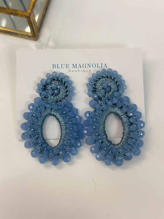 Dusty Blue Beaded Earrings