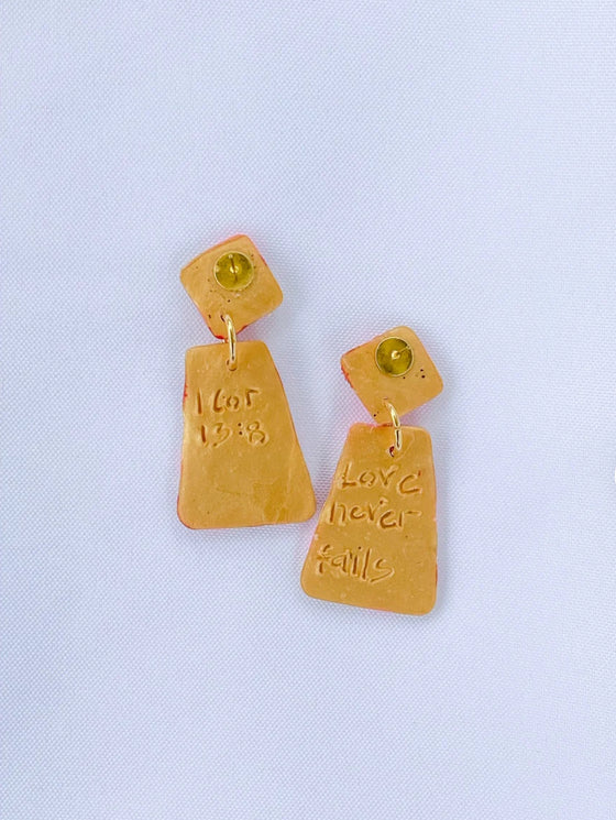HiddenTruth Confetti Earrings (1 Corinthians 13:8)