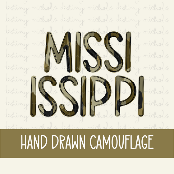 Hand Drawn Camo - Mississippi