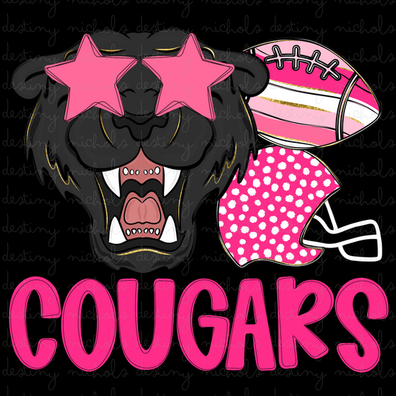 Cougars Pink Preppy Mascot