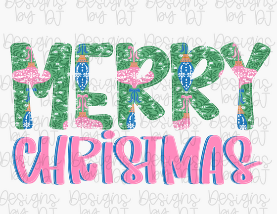 Merry Christmas Preppy Hand Lettered