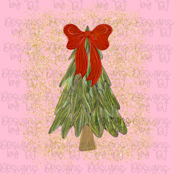 Glitter Christmas Tree w/ Bow