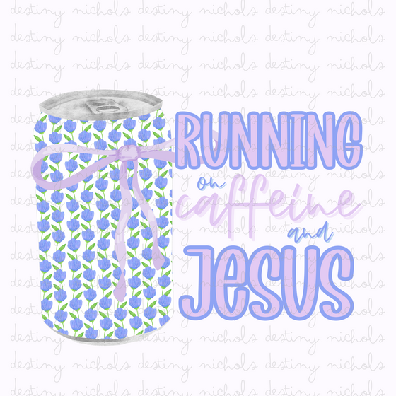 Running On Caffeine & Jesus - Purple Floral