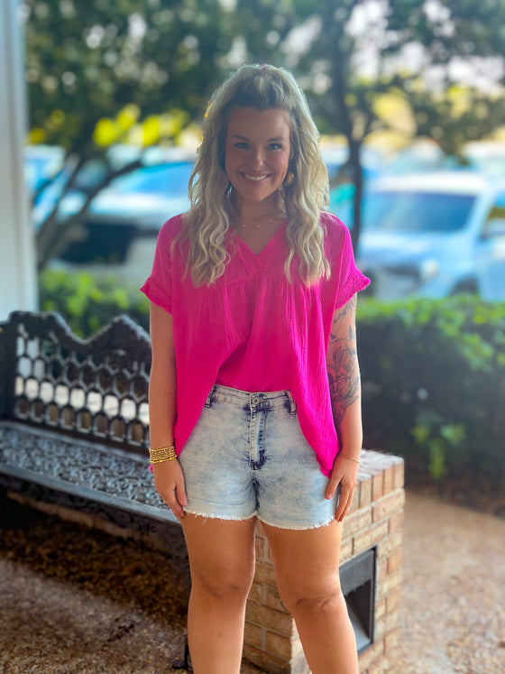 On The Agenda Top - Hot Pink