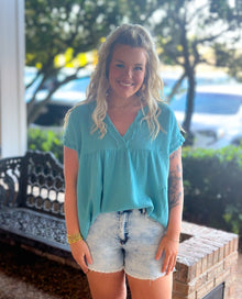  On The Agenda Top - Dusty Teal