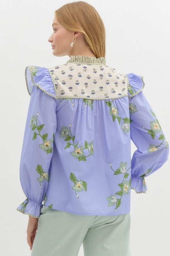 Mixed Florals Blouse - Blue