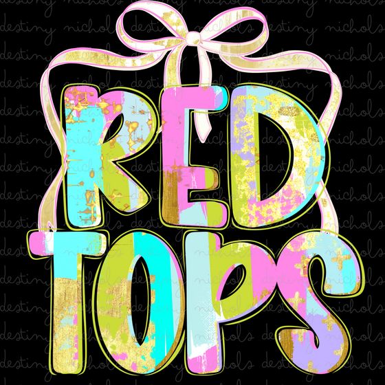 Red Tops Preppy Abstract w/ Bow