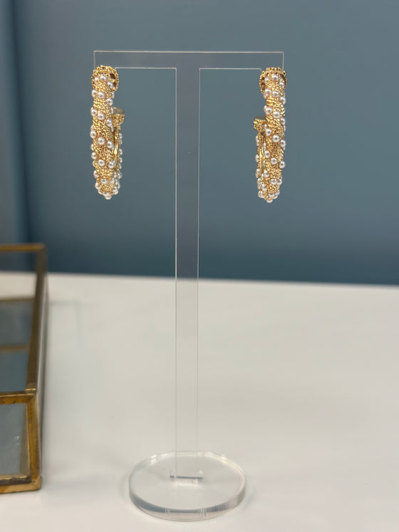Pearl Dotted & Metal Hoops