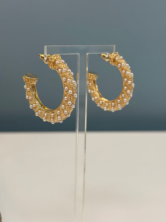 Pearl Dotted & Metal Hoops