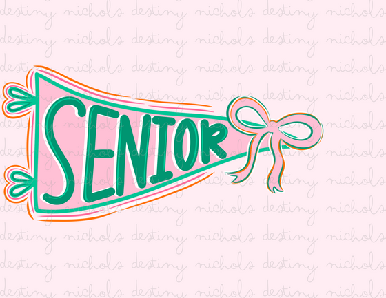 CUSTOM: “Senior” Preppy Pennant Flag