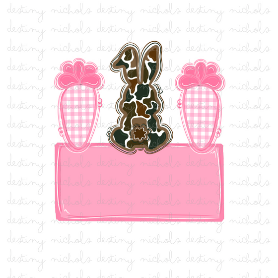 Camo+Pink Bunny Name Plate