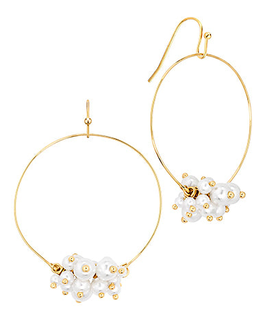 Pearl Cluster Hoop Earrings