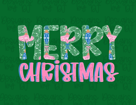 Merry Christmas Preppy Hand Lettered