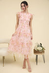 Pink Floral Tiered Maxi Dress
