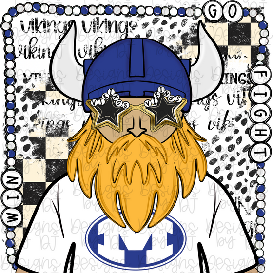 (Custom) Vikings Royal & White Mascot + Pocket