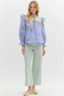  Mixed Florals Blouse - Blue