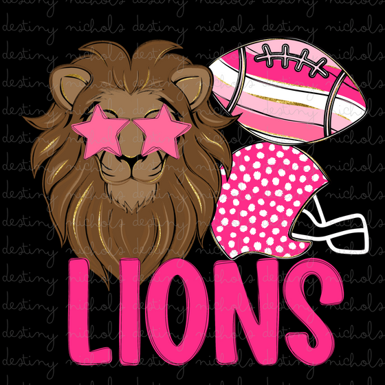 Lions Pink Preppy Mascot (with pocket)