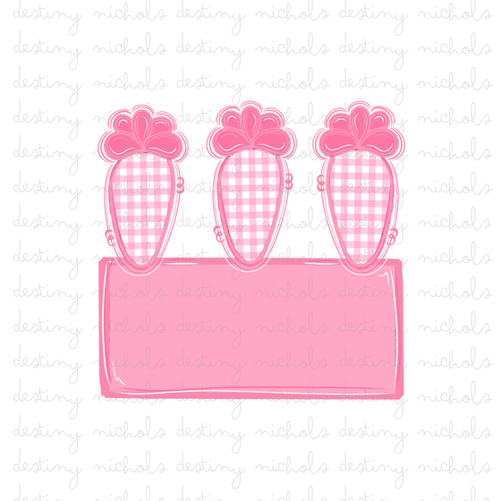 Pink Gingham Carrot Name Plate