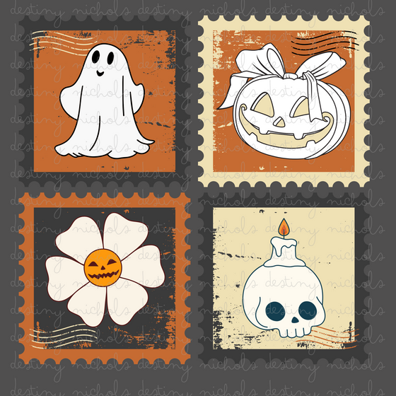Spooky Vintage Stamp Collage